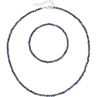 FIRETTI Ketten und Armband Set "Multipack Schmuck Geschenk Armkette Halskette", Set, 2 Stk. tlg.) facettierte Edelsteine, silberfarben, dunkelblau, dunkelblau),