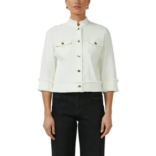 s.Oliver BLACK LABEL Kurzblazer 3/4-Arm mit Fransen und goldener Knopfleiste, cream