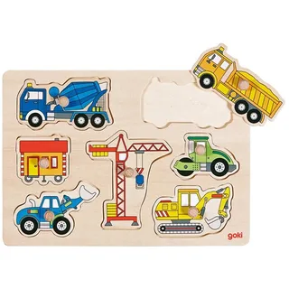 Goki Wooden Stud Puzzle - Work Vehicles Holz