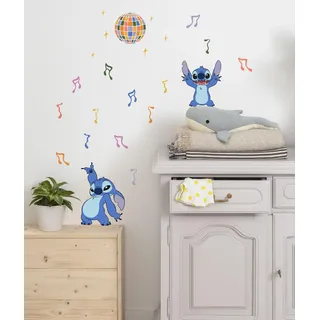 KOMAR Wandtattoo Stitch Music - Größe 50 x 70 cm - Disney, Wandsticker, Kinderzimmer,
