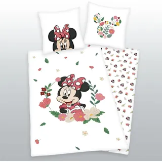 Herding Disney's Minnie Maus Bettwäsche-Set, Kopfkissenbezug 80 x 80 cm, Bettbezug 135 x 200 cm, Mit Knopfverschluss, 100% Baumwolle/Flanell, Mehrfarbig