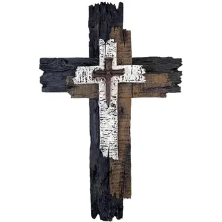 Floatdream Vintage-Kreuz Jesus, Holzkreuz Jesus, Für Wand Mehrlagig Rustikal Dekor, Für Wohnzimmer, Küche, Garten, Büro, Kirche