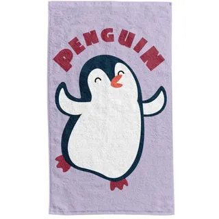damaloo Kinderhandtuch 30x50cm mit Pinguin Motiv aus Baumwolle - Händetuch für Mädchen – Lila Gästehandtuch – Gesichtstuch & Handtuch - Kleiner Waschlappen 30x50 cm - Kinder Handtuch klein