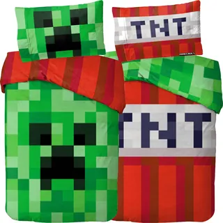 Minecraft Bettwäsche Creeper TNT Biber / Flanell - Rot
