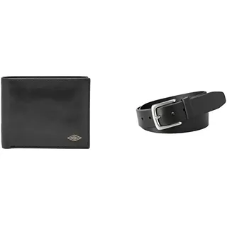 FOSSIL Herren Ryan Schwarzes Leder Portemonnaie und Joe Gürtel, Set
