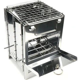 BBQ-Grill, höhenverstellbar, quadratischer Klappgrill aus Edelstahl, Holzkohlegrill für Kochen im Freien, Camping, Picknicks