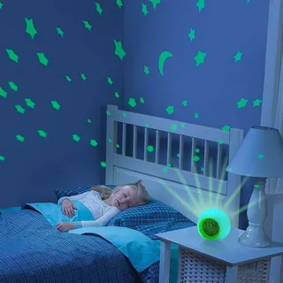 HSDSH Wecker Digital Kinder mit Licht Kinderwecker Jungen Mädchen 7 Farben ändern Wecker mit Projektion Kinderzimmer Geburtstagsgeschenk Einschulung Geschenk für Kinder(Grün)