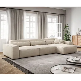 DeLife Ecksofa Sirpio XL 370x170 cm Cord Beige Recamiere variabel