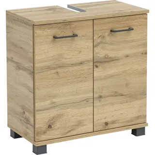 MÖBELPARTNER Waschbeckenunterschrank Nora 144919 eiche landhaus 59,8 x 32,6 x 63,4 cm