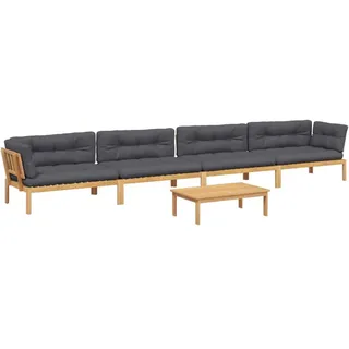 vidaXL 5-tlg. Garten-Sofagarnitur aus Paletten mit Kissen Akazienholz - Braun