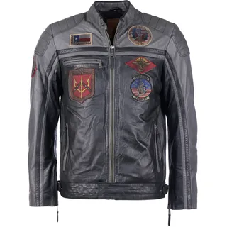 Top Gun Lederjacke | Schwarz/Dunkelgrau - L