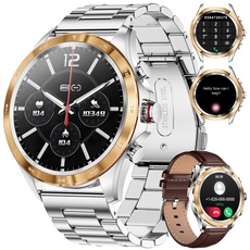 LIGE Smartwatch Herren mit Telefonfunktion Fitnessuhr Bluetooth Anruf mit Herzfrequenz Schlafmonitor 5ATM Wasserdicht Armbanduhr Sportuhren für Android iOS Handys