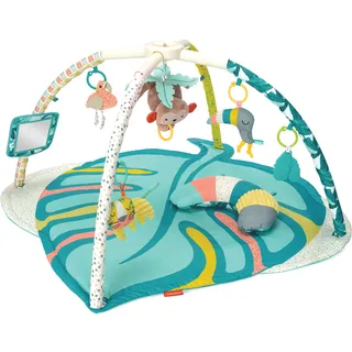 Infantino 4-in-1 Deluxe Twist & Fold Activity Gym & Krabbeldecke mit Spielbogen, Tropisch – inklusive abnehmbarer Spielzeuge, Musical-Äffchen, Spiegel und Nackenkissen