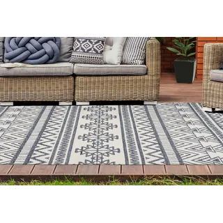 Teppich CALO-DELUXE "Rico 505" Gr. 6, bunt (anthrazit, elfenbeinfarben), B:200cm H:10mm L:290cm, Kunstfaser, Teppiche, Teppich, In- und Outdoor geeignet, pflegeleicht, Wohnzimmer