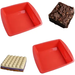BMZXCH 2 Stück 20 cm Silikonbackform Kastenform Antihaftende Silikon Kuchenform Eckig Backform Kasten, 8 Zoll Silikonform Backen Backformen Pfanne Silikon Brownie Backform für Brownies, Brote, Kuchen