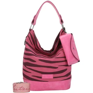 Fritzi aus Preußen Schultertasche Canvas Izzy07 Olga Hobo Bag Zebra Pink