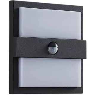 Lucande LED Wandleuchte außen Gylfi mit Bewegungsmelder (spritzwassergeschützt (Modern) in Schwarz aus Aluminium (48 flammig,) - Wandlampe für Außenwand/Hauswand Haus Terrasse und Balkon
