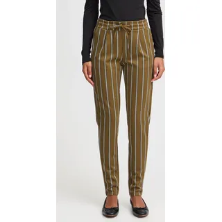 Ichi IHRUTI Damen Hose Stoffhose Pants mit Eingrifftaschen Kordelverschluss gestreift elastisch Regular fit