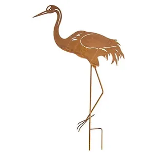 Garten Ornament 82cm Hoch - Core-Ten Reiher - Rostiges Metall - Ausgeschnittenes Design - Gartenfiguren - Schönes Geschenk - Gartenfigur