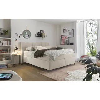 Set One by Musterring Boxspringbett »Fairfield« Metallfuß schwarz, Kopfteil mit Keder, Breite 160 oder 180 cm beige