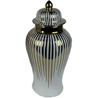 DKD Home Decor Tibor der Marke, Weiß und Gold, aus Porzellan (16 x 16 x 34 cm)