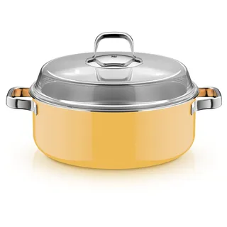 WMF Fusiontec Mineral Pro, Schmortopf mit Deckel, 28 cm, langlebiges, kratzfestes Material, Bräter mit Deckel, für alle Herdarten geeignet, Made in Germany, Mango Yellow, 0519125290