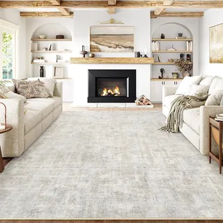 PureCozy Beige Grau Teppich Wohnzimmer 300x400 Schlafzimmer Teppiche Waschbarer rutschfest Boho Abstrakt Carpet Wohnzimmerteppich Esszimmer Büroteppich Groß Kurzflor Weich Carpets