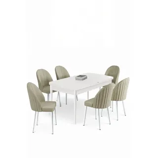 Modernes, ausziehbares Esszimmer-Set mit Tisch und Stühlen (7-teilig)