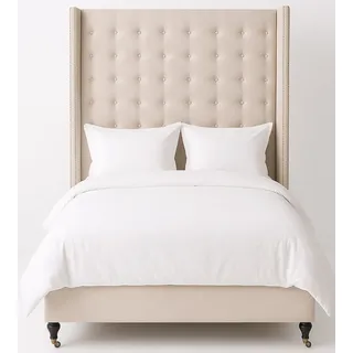 Polsterbett hohes Kopfteil Doppelbett Samt bett Vintage Chesterfield Bettgestell