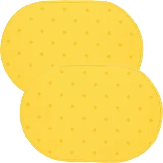 Erwin Müller abwaschbares Tischset, Platzset 2er-Pack Neuss im Rautendesign gelb Größe oval: 35x50 cm - acrylversiegeltes Gewebe für leichtes Wischen