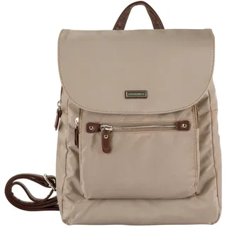 Cityrucksack TOM TAILOR "RINA", Damen, Gr. B/H/T: 26cm x 31cm x 8,5cm, grau (taupe), Nylon, unifarben, Rucksäcke Cityrucksack, mit super leichtem Gewicht