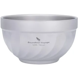iBasingo Doppelwandige Titan Schüsseln 500ml & 800ml Haferflocken Lebensmittel Reis Suppe Schüssel Ultraleichte Tragbare Geschirr Outdoor Camping Metall Schüssel (500ML Ti1168T)