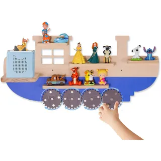 Todeco Tonie-Regal für Toniebox Hörfiguren, Magnetische Aufbewahrung für 10-15 Tonie, Wandregal Kinderzimmer für Mädchen & Jungen, Schiffsform