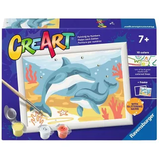 Ravensburger CreArt Serie E – glücklicher Delfin | Malen nach Zahlen | Malset | Maße 13,20 x 9,50 cm | Spiele für Kinder 7 Jahre | Geschenkideen | Geschenk für Kinder 7 Jahre