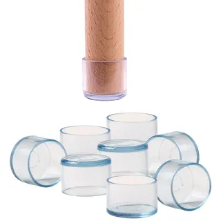 IPEA Stuhlkappen aus Silikon – 16 Stück – runde Gummifüße für Beine aus Holz, Kunststoff oder Eisen von Stühlen und Tischen – Kratzfest und geräuschdämmend für Böden – Durchmesser 35 mm – transparent