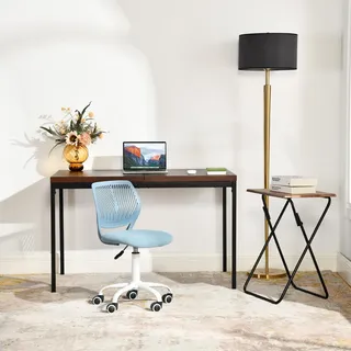 FurnitureR Kinder Beistelltisch 120x70 cm | Spieltisch mit abgerundeten Ecken | MDF & Metall in Dunkelbraun