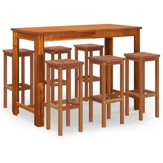 vidaXL 7-tlg. Gartenbar-Set Massivholz Akazie - Braun
