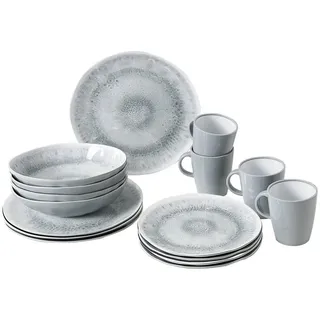 Brunner Stonetouch Pearl Melamin Ess Geschirr Set 16-tlg. grau