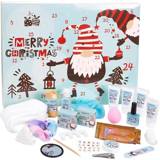 BRUBAKER Cosmetics Beauty Adventskalender, 24x Körperpflege Produkte & Spa Accessoires - der XXL Wellness Weihnachtskalender für Frauen - Hellblau, Bunt