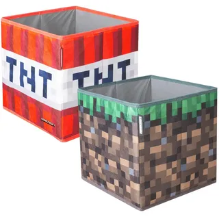 Minecraft Faltbox , Multicolor , Textil , 27x27x27 cm , Deckel , Ordnen & Aufbewahren, Kleideraufbewahrung, Faltboxen & Hängeaufbewahrung