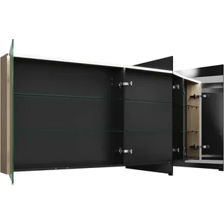burgbad Eqio Spiegelschrank mit LED-Aufsatzleuchte, 3-türig, mittlerer Türanschlag rechts, 1400x800x170mm, SPGS140LF3180, Korpus: Eiche Dekor Cashmere
