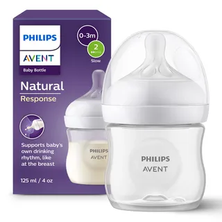 Philips Avent Natural Response Babyflasche 125ml, Sauger 2, langsame Durchflussrate - SCY900/01