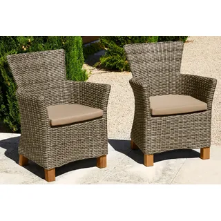 MERXX Gartensessel »Toskana« Set, 2 Stk. tlg. 2er Set, Polyrattan/Non-Wood, grau-braun, grau