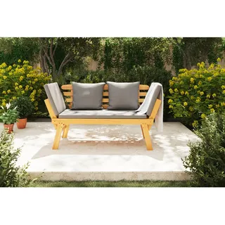 Ambia Garden Gartenbank , Grau, Akaziefarben , Holz, Textil , Akazie , massiv , Füllung: Polyester , 198x78x68 cm , FSC 100% , Holzmöbel, Sitzgelegenheiten Holz, Holzbänke, Gartenbänke Holz