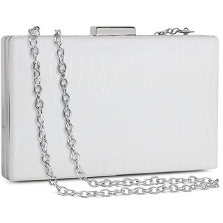 BAIGIO Glitzer Clutch Damen weiß Abendtasche Damen Elegant Clutch Damen Handtasche Brauttasche Schultertasche für Hochzeit Party Cocktail