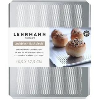 LEHRMANN Lochblech 46,5 x 37,5 cm Backblech Kuchenblech Baguetteblech Pizzablech Kompatibel/Ersatz für Backofen Bosch Neff Siemens