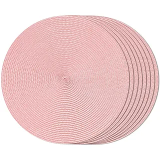 funwheat Runde geflochtene Tischsets für Esstisch, gewebt, waschbar, rutschfest, 38,1 cm, Rosa, 8 Stück