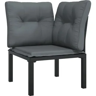 vidaXL Garten-Eckstuhl mit Kissen Schwarz und Grau Poly Rattan - Schwarz