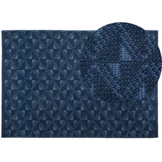 Beliani Kurzflor-Teppich Savran 200/140 cm , Blau , Textil , Grafikmuster , Rechteckig , 140x200 cm , Teppiche und Böden, Teppiche, Orientteppiche