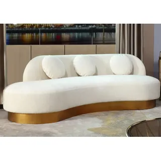Sofa 3 Sitzer Polster Textil Modern Relax Sitz Luxus Möbel Wohnlandschaft Samt - Weiß